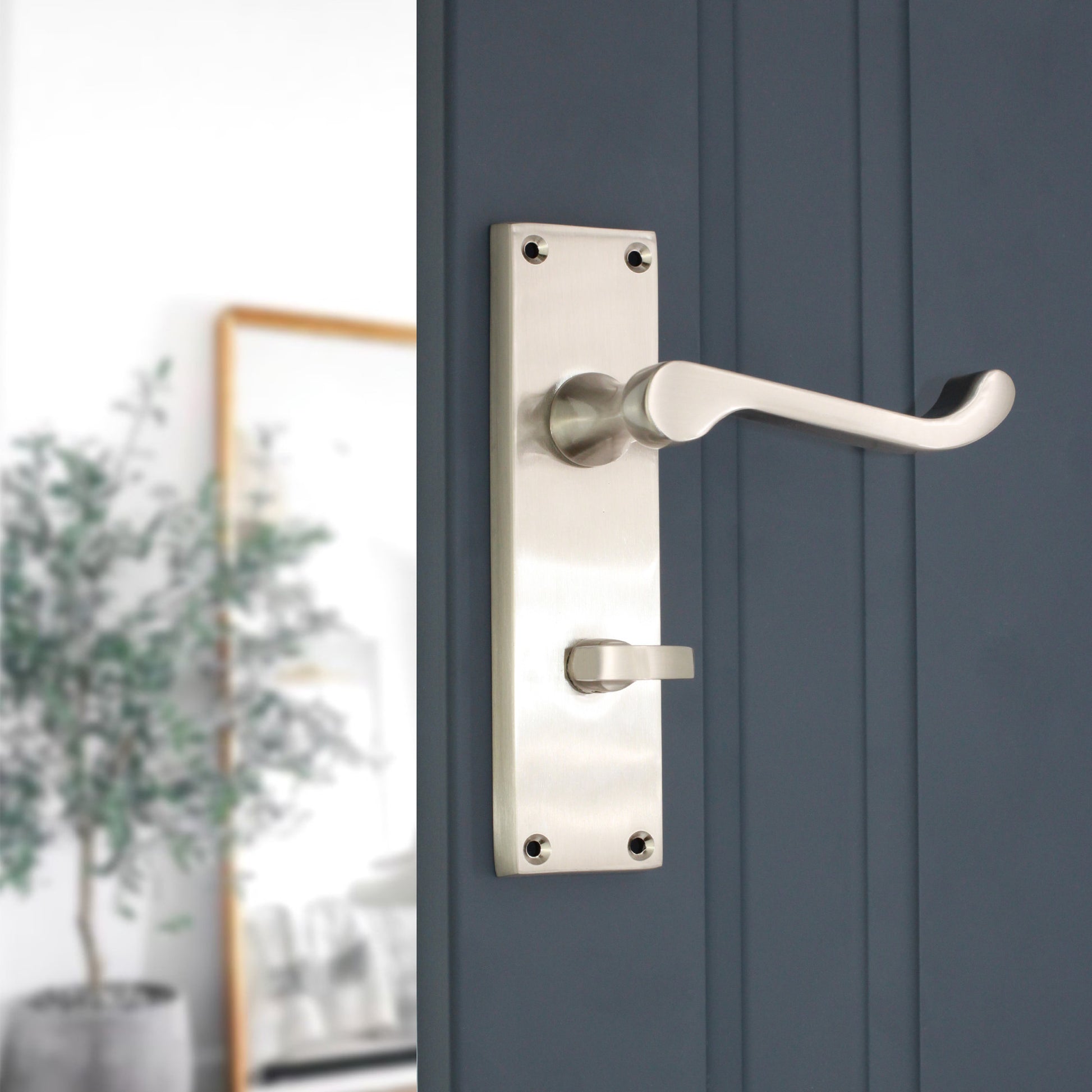Lever on Backplate Door Handle Home Decor