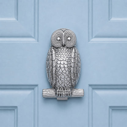 Satin Chrome Owl Door Knocker Home Decor