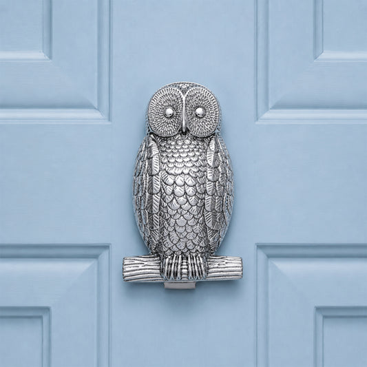 Owl Door Knocker Satin Chrome