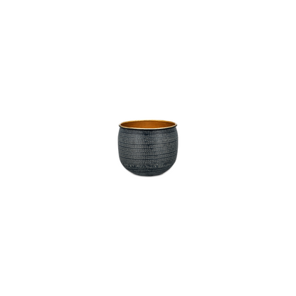 Tembesi Etched Planter - Antique Black & Brass