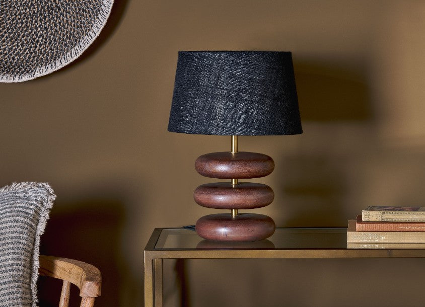 Kankad Mango Wood Table Lamp - Dark Stain