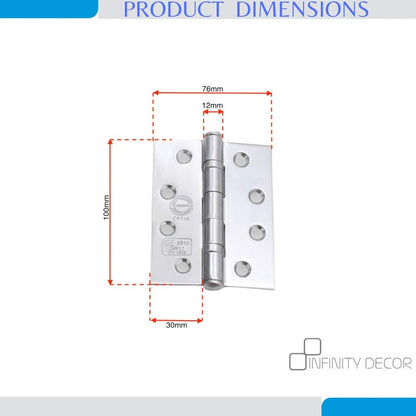 CE11 Mild Steel BB Butt Hinge - Polished Chrome