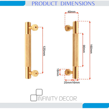 Knurled Bar Handles Small Satin Brass