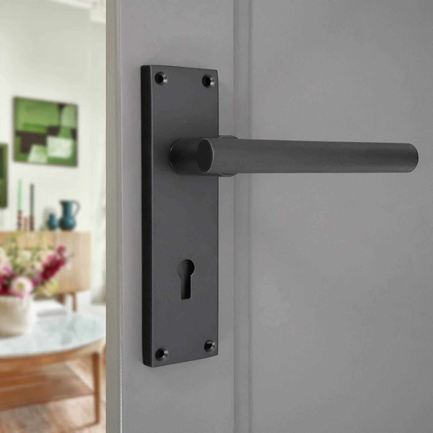 Lever on Backplate Door Handle Home Decor