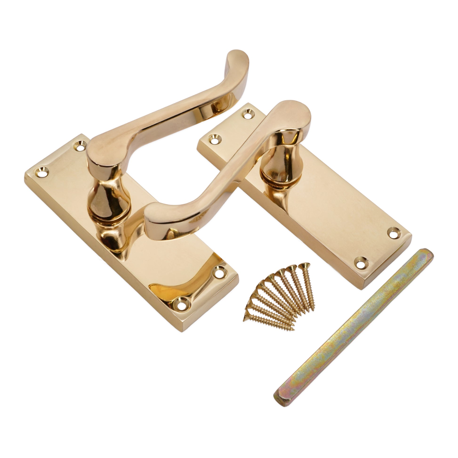 Polished Brass Lever on Backplate Door Handles Home Decor