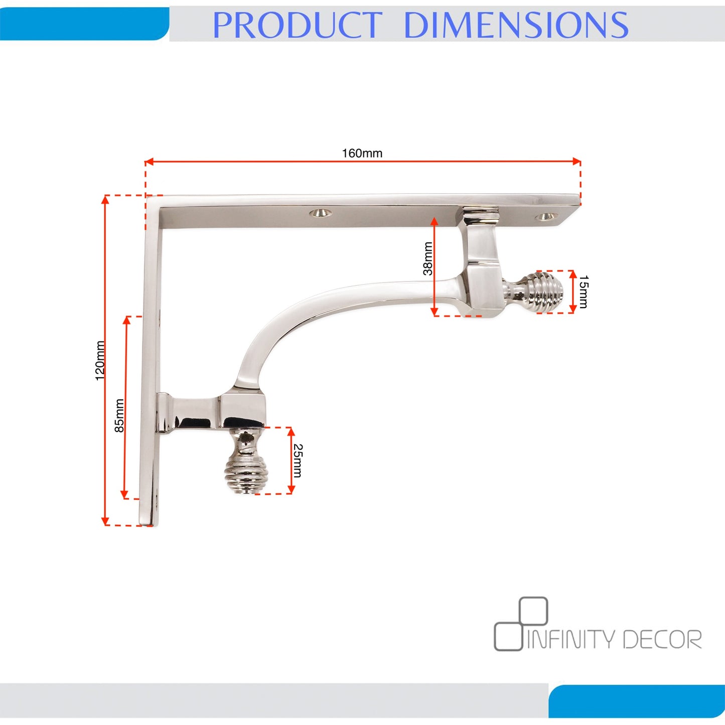 Beehive Small Shelf Bracket Polished Nickel