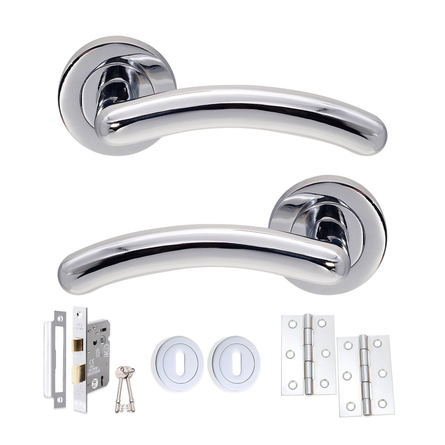 Polished Chrome Lever on Rose Lock Pack Home Decor
