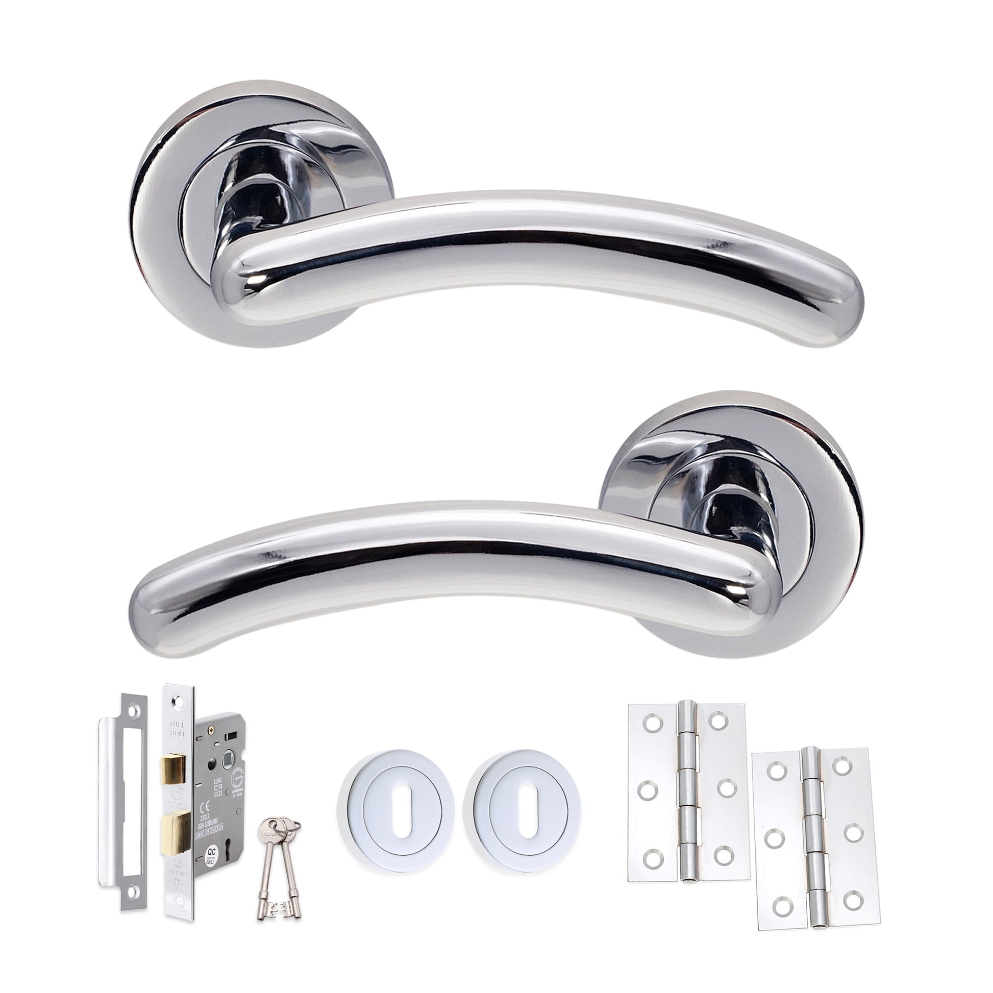 Polished Chrome Lever on Rose Lock Pack Home Decor