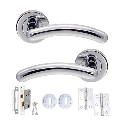 Polished Chrome Lever on Rose Lock Pack Home Decor
