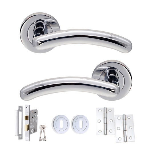 Taurus Lever auf Rosette poliertes Chrom Schloss-Set