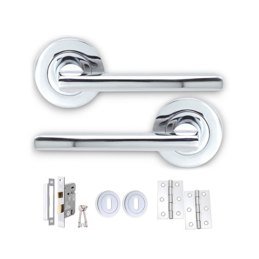 Drox Lever on Rose Polished Chrome Lock Pack