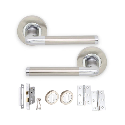 Madrid Lever on Rose Dual Tone Lock Pack