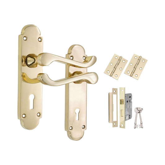Oakley Lever on Backplate Lock Pack Polished Brass