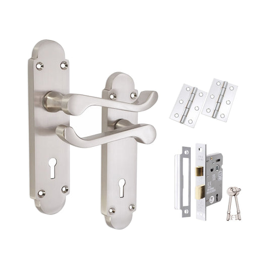 Oakley Lever on Backplate Lock Pack Satin Nickel