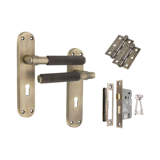 Connaught Knurled Lever on Backplate Lock Pack Matt Antique