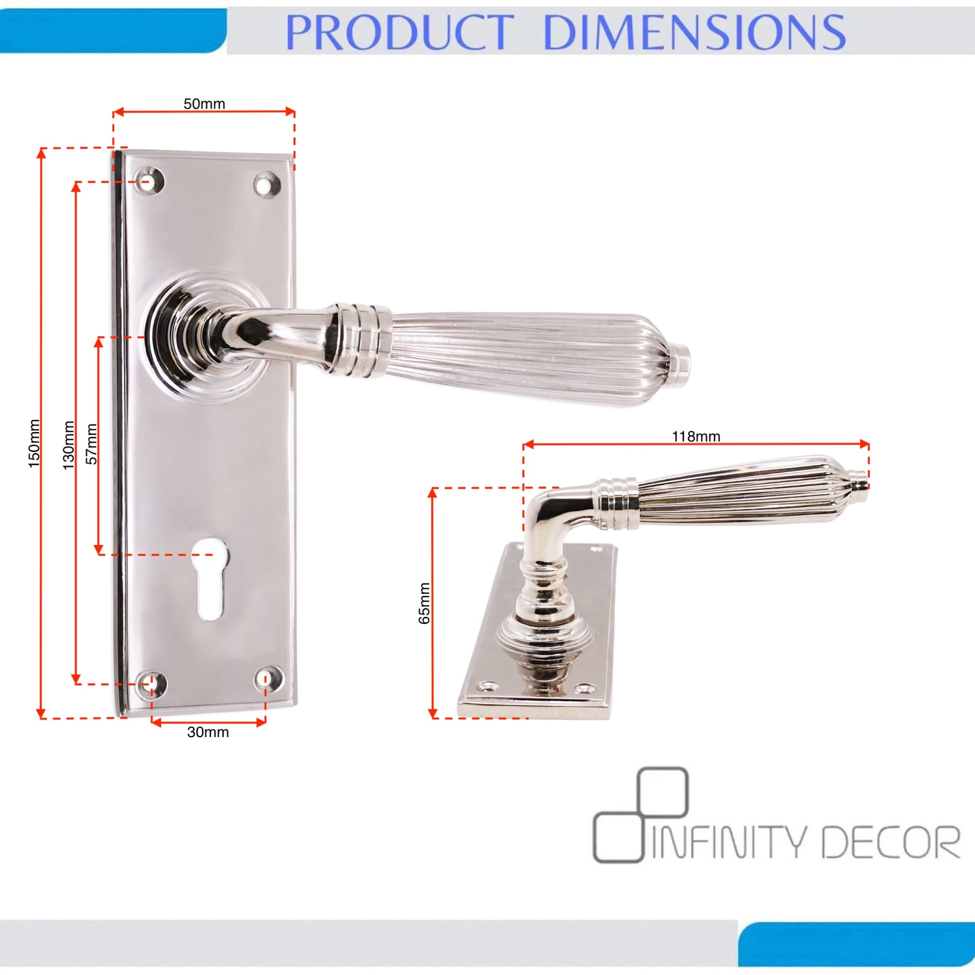 Polished Nickel Regency Lever on Backplate Lock Door Hardware