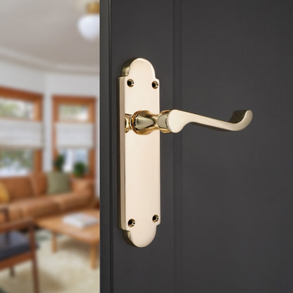 Oakley Lever on Backplate Latch Pack Polished Brass