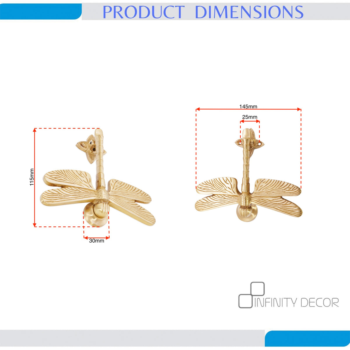 Satin Brass Dragonfly Door Knocker Home Decor