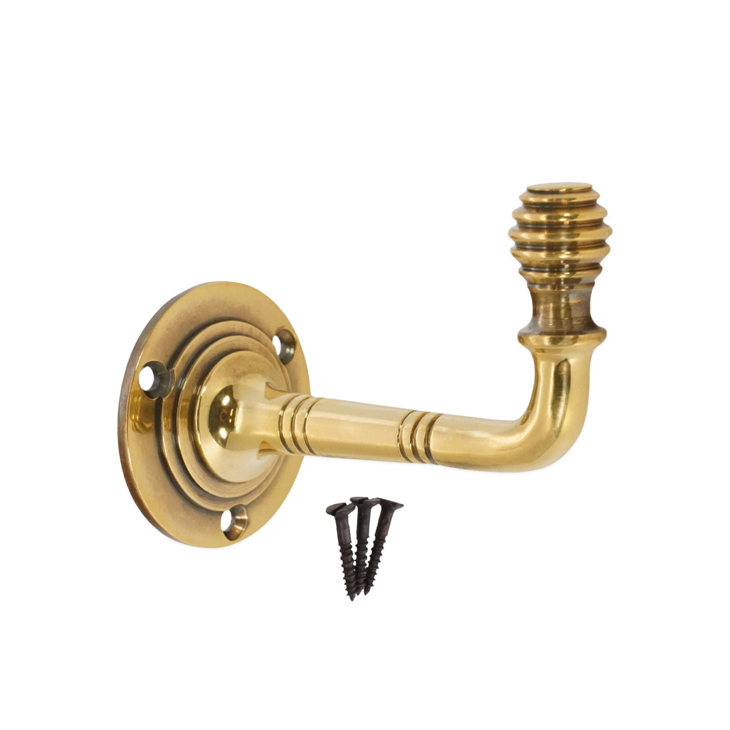 Kleiner Kleiderhaken in Bienenkorbform, Messing, Antik-Optik