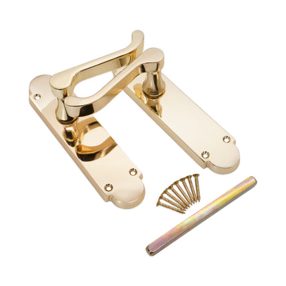 Oakley Lever on Backplate Latch Pack Polished Brass