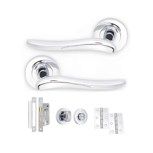 Senza Lever on Rose Polished Chrome Bathroom Pack