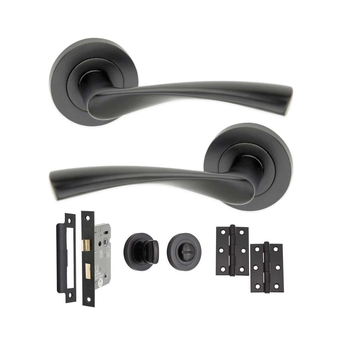 Matt Black Mercury Lever on Rose Bathroom Pack Home Decor