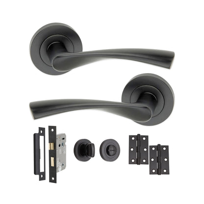 Matt Black Mercury Lever on Rose Bathroom Pack Home Decor