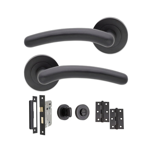 Taurus Lever on Rose Matt Black Bath Pack
