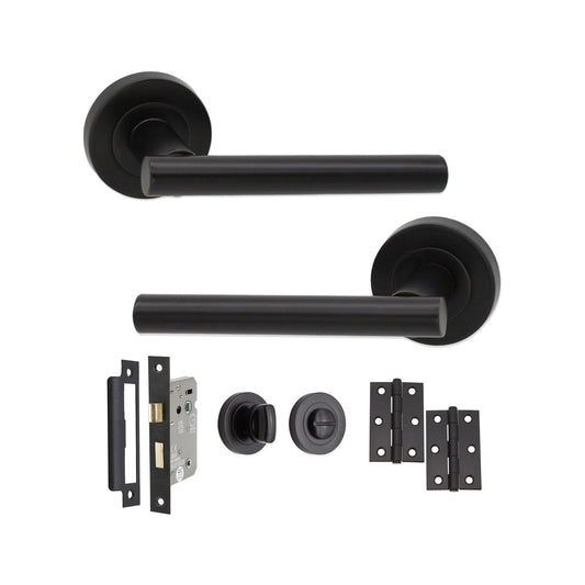 Jura Lever on Rose Matt Black Bath Pack