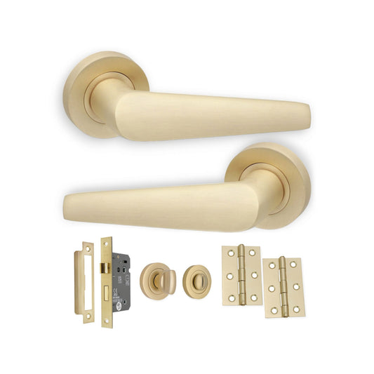 Aero Lever on Rose Satin Brass Bath Pack