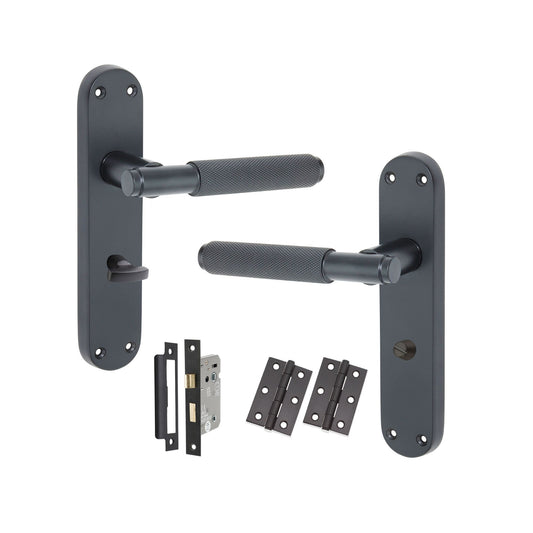 Connaught Knurled Lever on Backplate Bathroom Pack Matt Black
