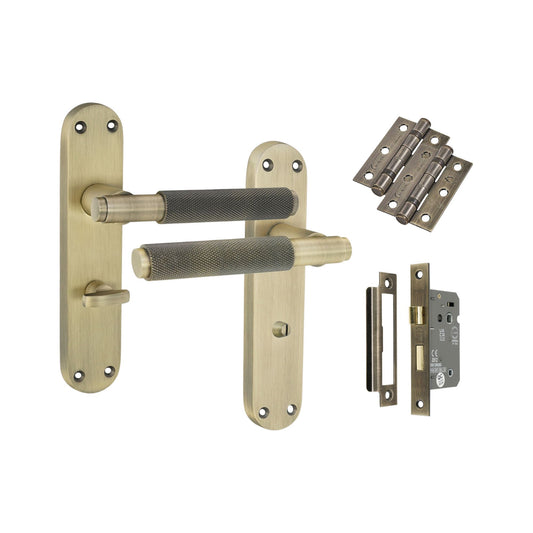 Connaught Knurled Lever on Backplate Bathroom Pack Matt Antique