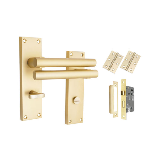Jura Lever on Backplate Bathroom Pack Satin Brass