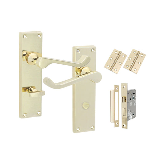 Victorian Scroll Bathroom Lever Handle 150mm Bath Pack Polished Brass
