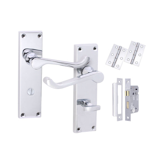Victorian Scroll Bathroom Lever Handle 150mm Bath Pack Polished Chrome