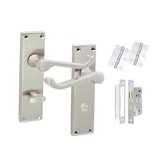 Victorian Scroll Bathroom Lever Handle 150mm Bath Pack Satin Nickel