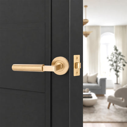Opal Knurlmond Lever on Rose Satin Brass Home Decor