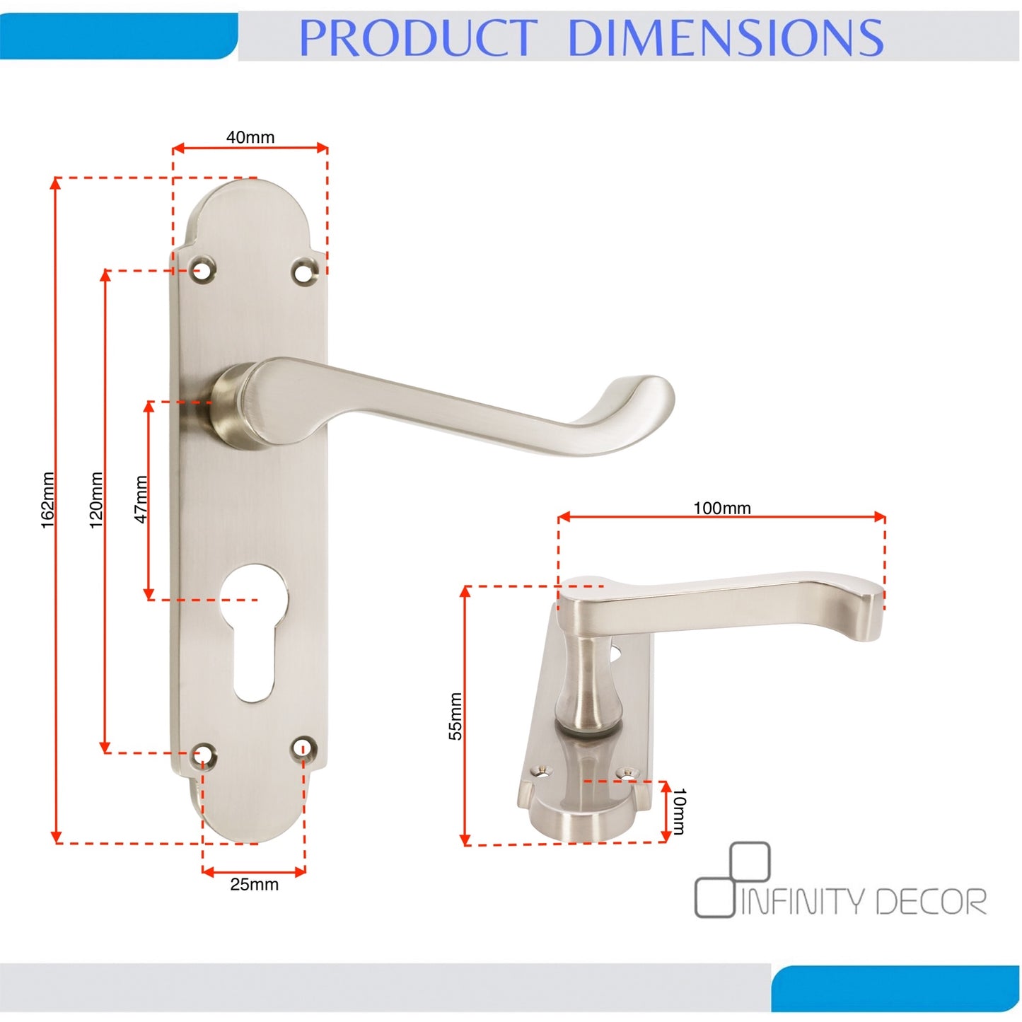 Satin Nickel Lever on Backplate Euro Home Decor  