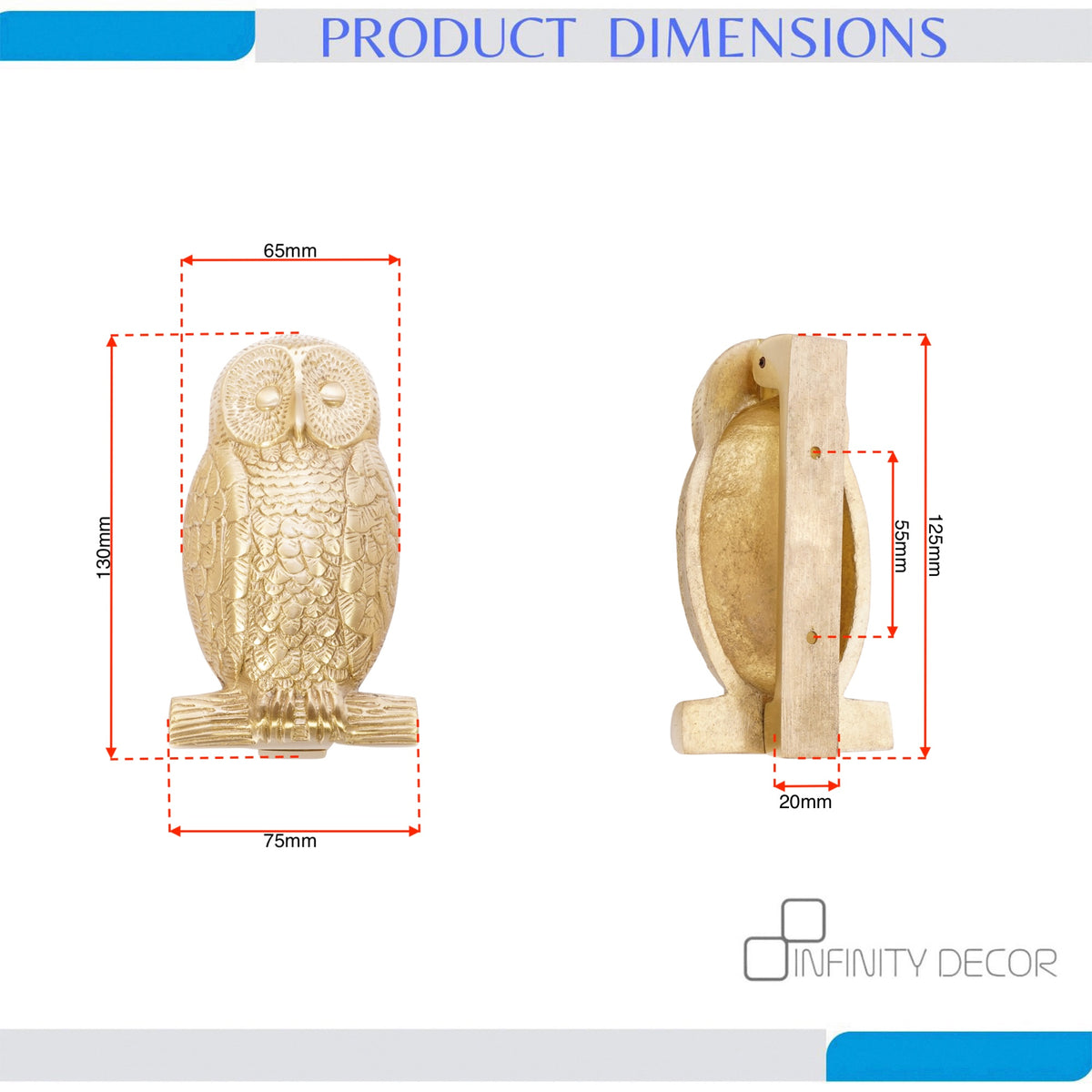 Satin Brass Owl Door Knocker Home Decor