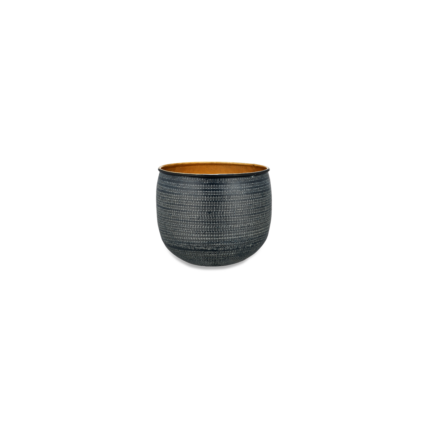 Tembesi Etched Planter - Antique Black & Brass