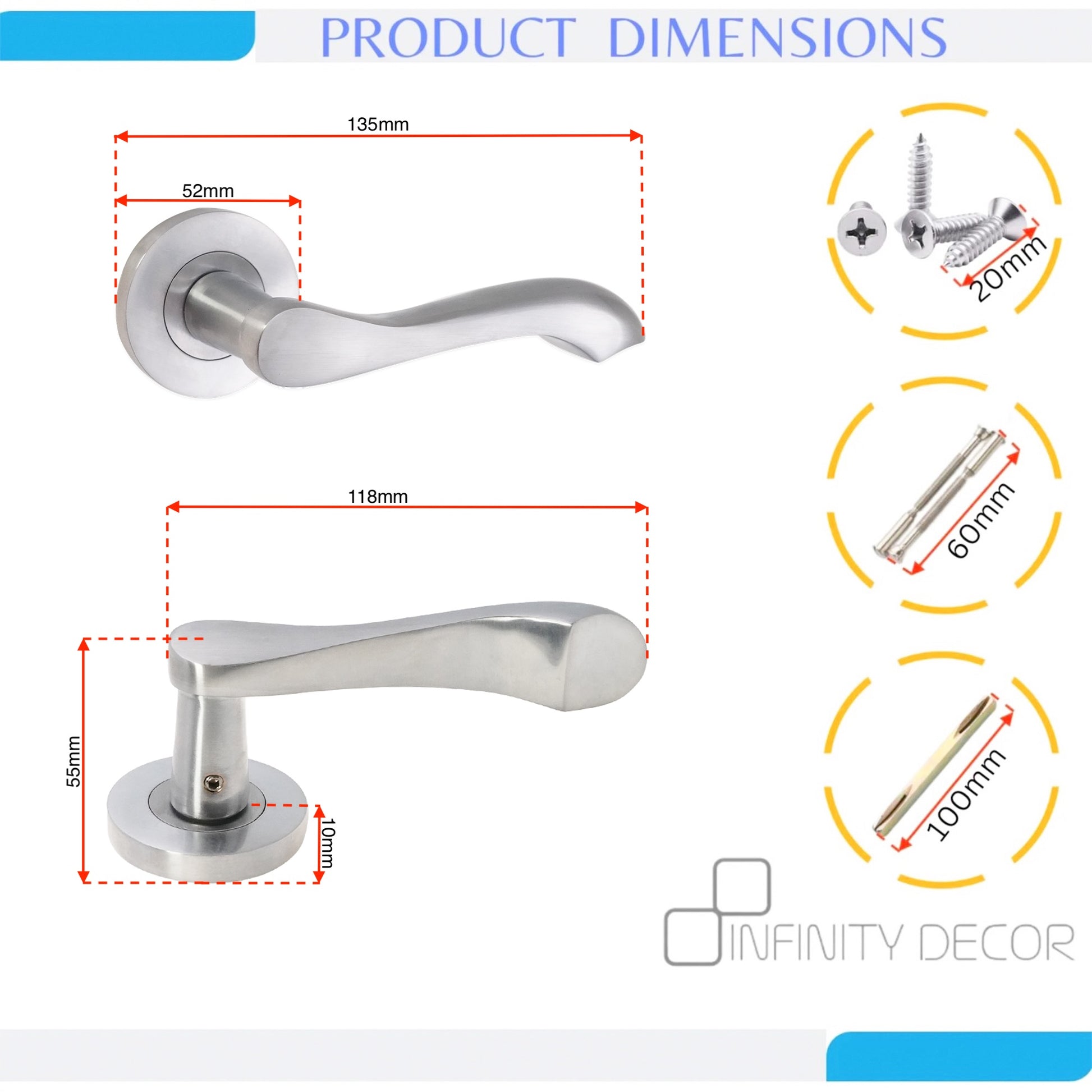 Satin Chrome Lever Door Handle Home Decor 