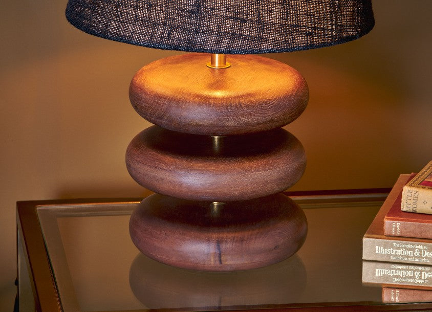 Kankad Mango Wood Table Lamp - Dark Stain