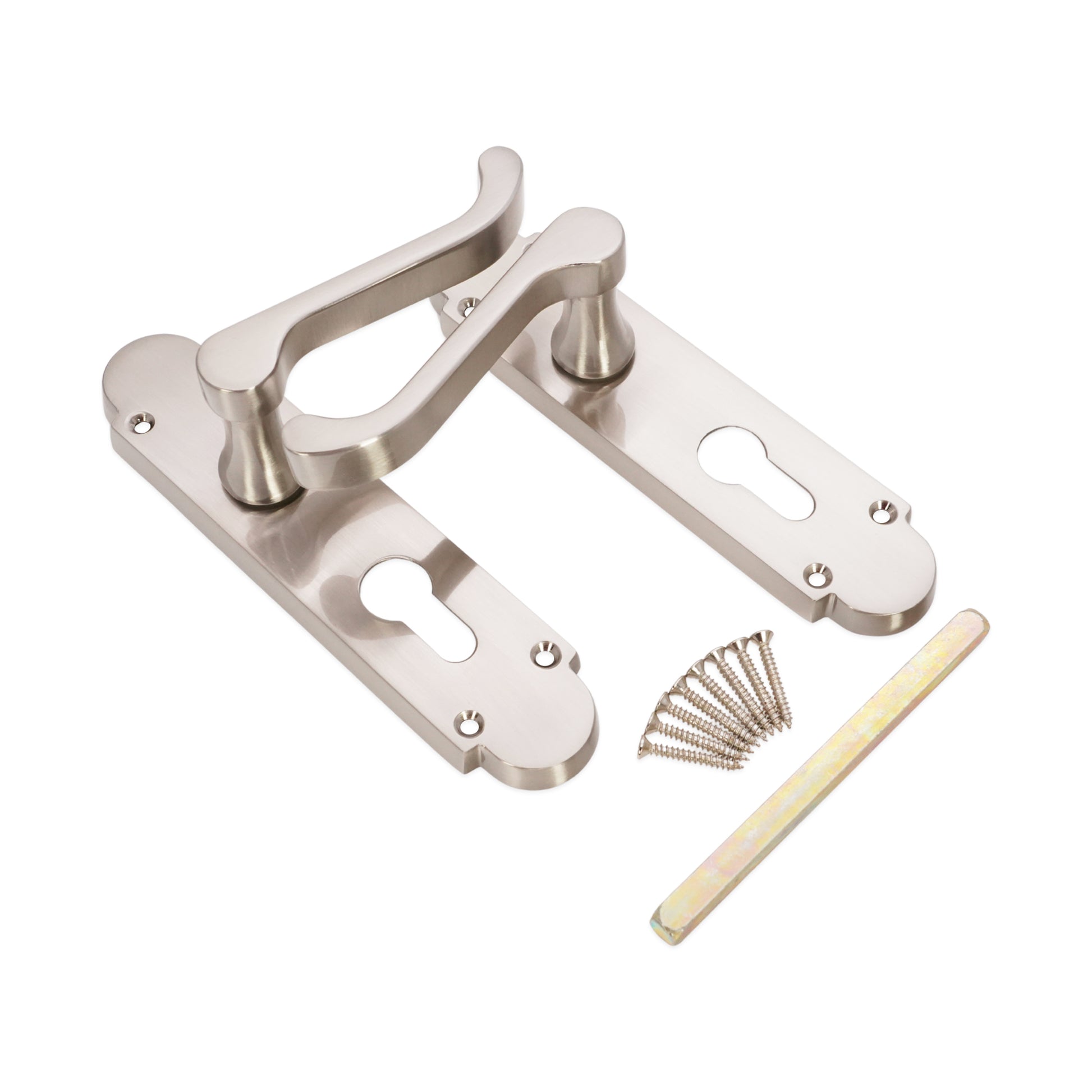 Satin Nickel Lever on Backplate Euro Home Decor  