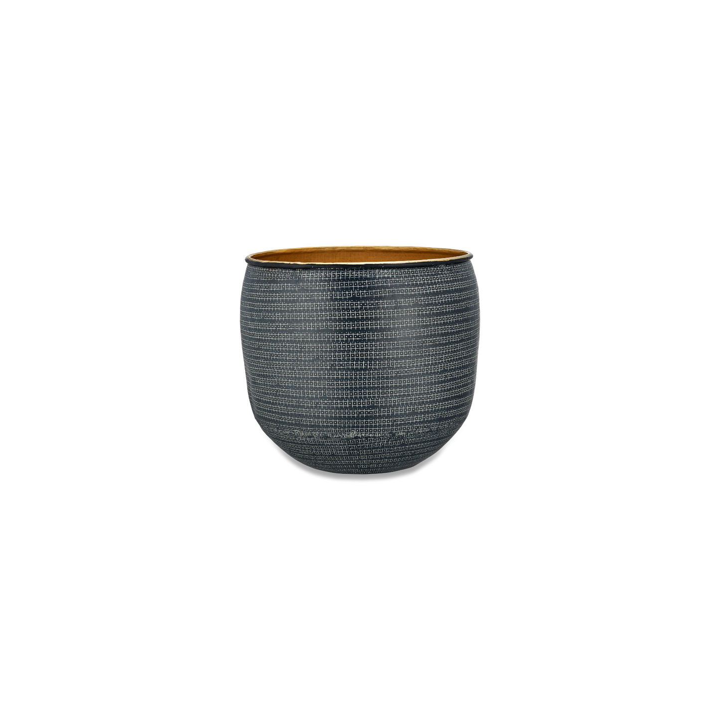 Tembesi Etched Planter - Antique Black & Brass