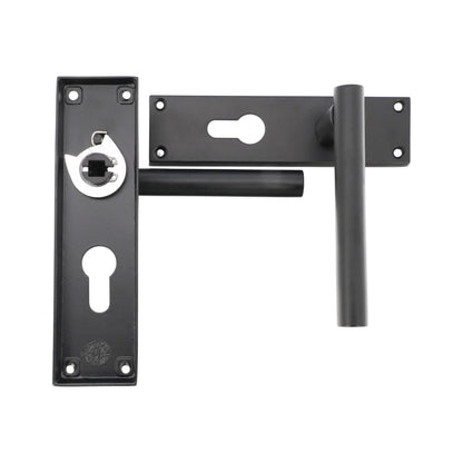 Matt Black Lever on Backplate Euro Door Handle Home Decor 