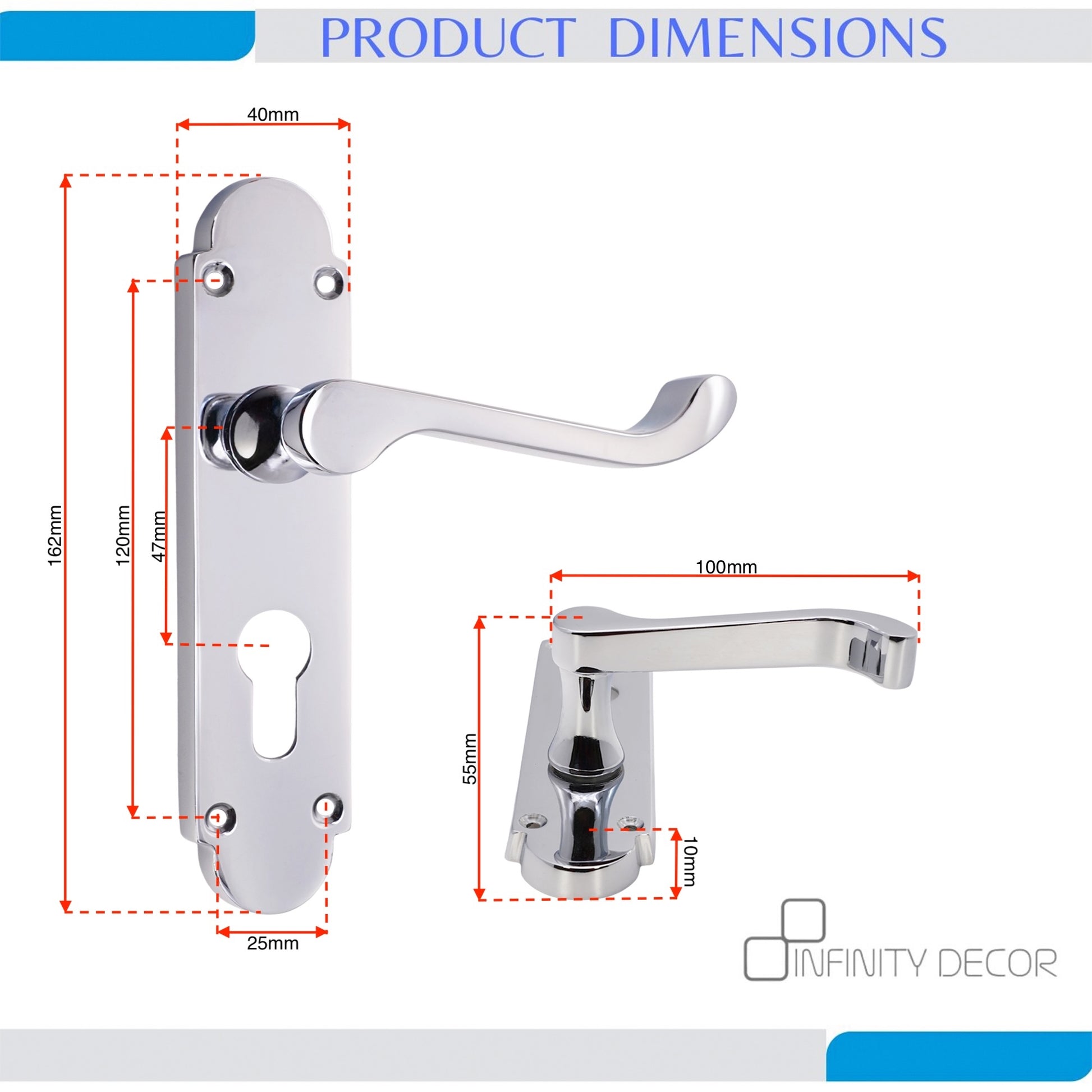Polished Chrome Lever on Backplate Euro Home Decor 