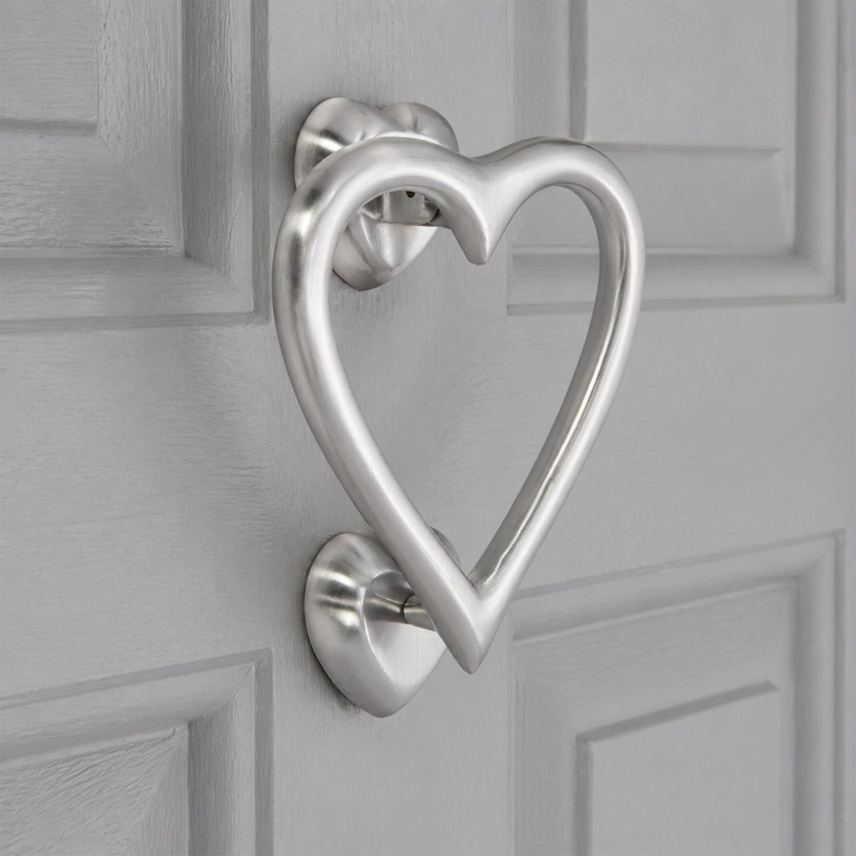 Satin Chrome Heart Door Knocker Home Decor