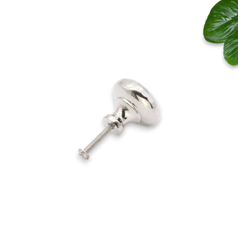 Bouton de placard en forme de champignon martelé, 38 mm, nickel poli