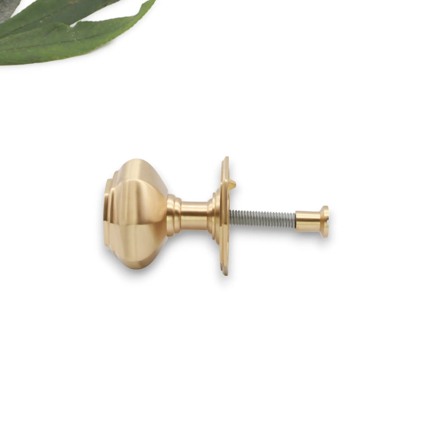 Octagonal Centre Door Knob Satin Brass