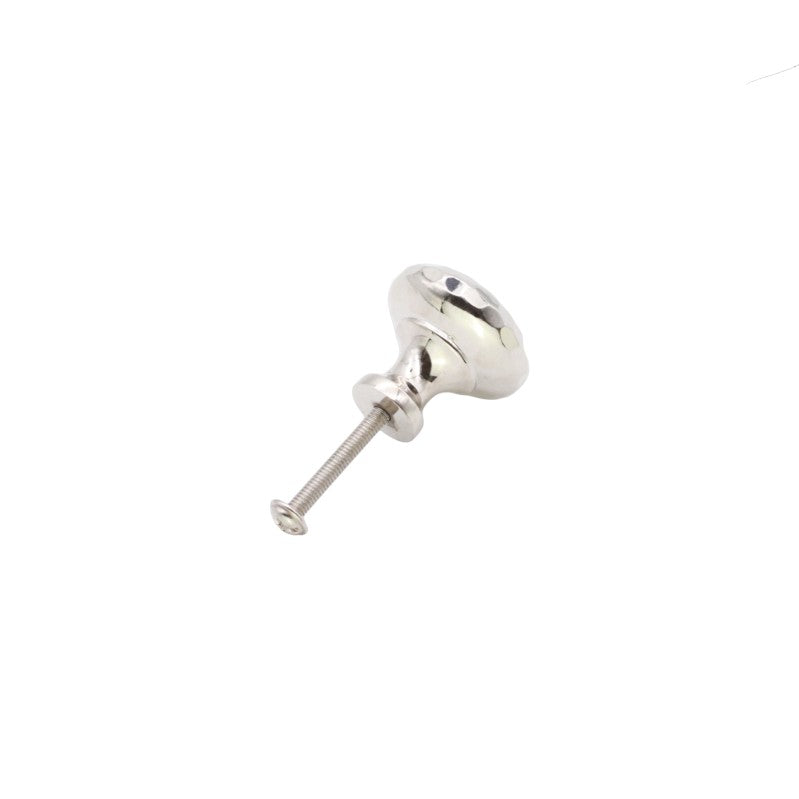 Bouton de placard en forme de champignon martelé, 32 mm, nickel poli